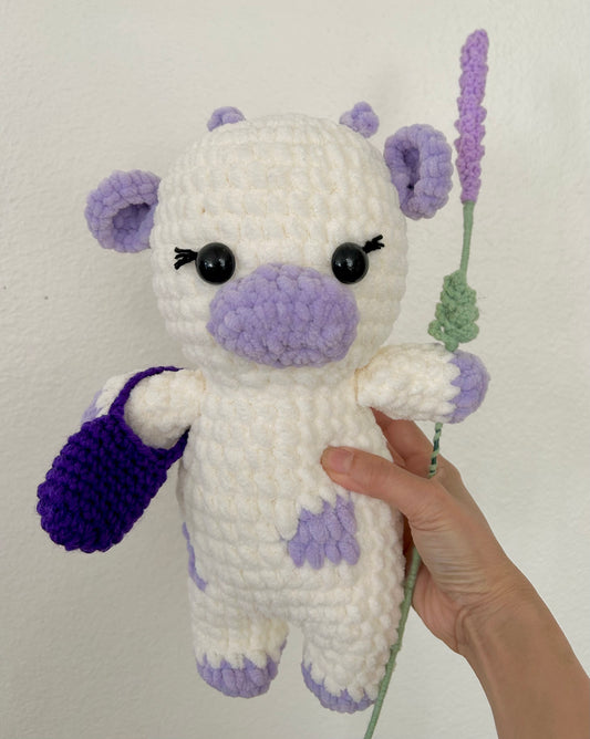 Crochet Lavender Cow Plushie